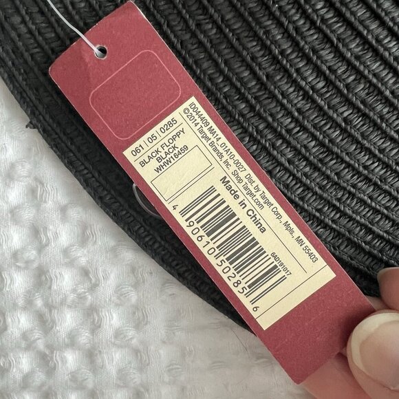 Black Floppy Straw Hat With Flowers At Crown Merona New With Tags Summer Beach - Picture 5 of 8